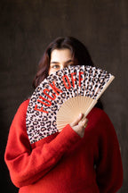 Leopard Print 'Fuck Off' Wooden Hand Held Fan
