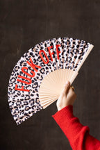 Leopard Print 'Fuck Off' Wooden Hand Held Fan
