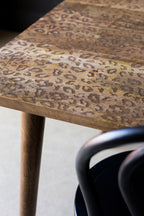 Leopard Print Natural Wood 6 Seater Dining Table