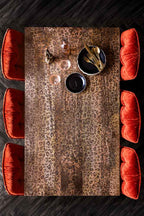 Leopard Print Natural Wood 6 Seater Dining Table