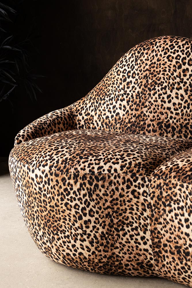 Leopard Print Velvet Lips Sofa