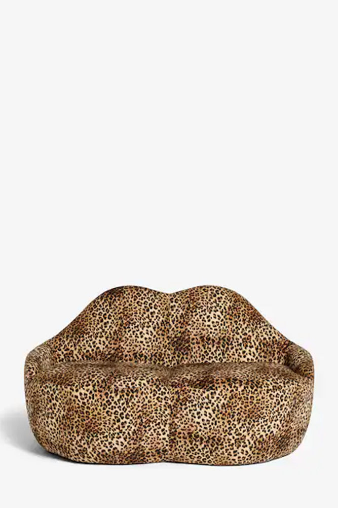 Leopard Print Velvet Lips Sofa