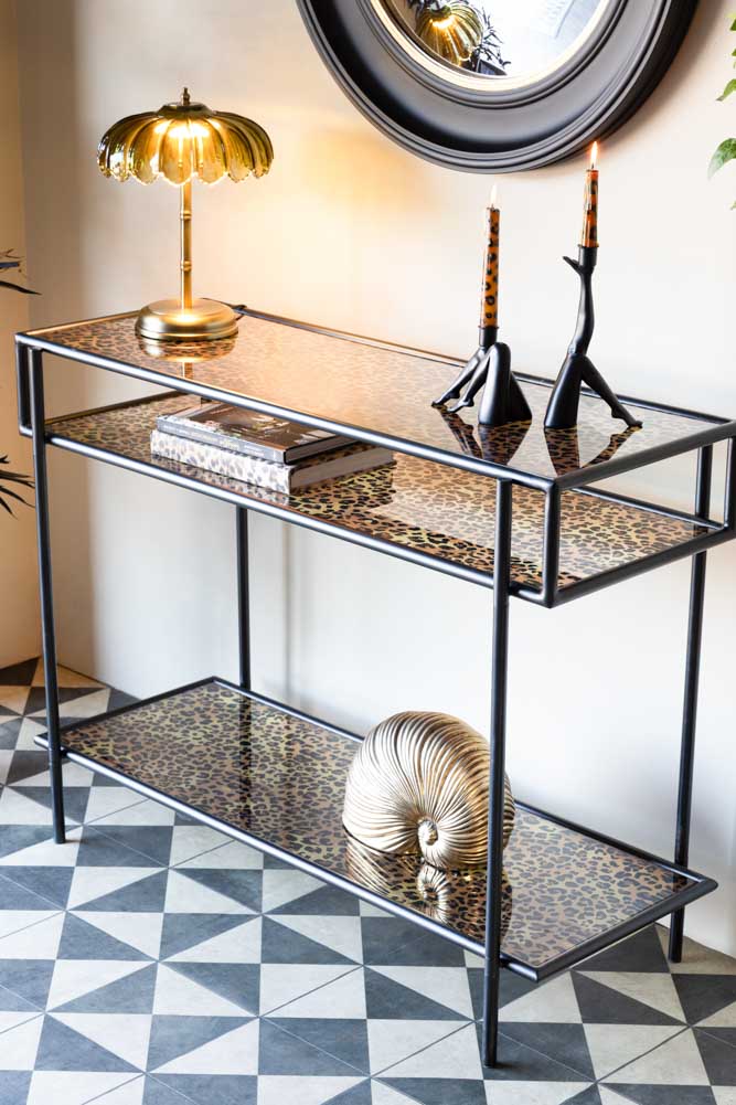Leopard Print & Glass Console Table