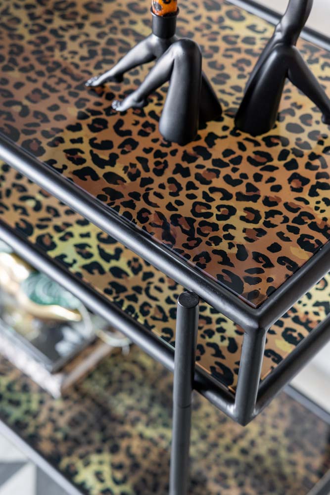 Leopard Print & Glass Console Table