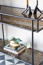 Leopard Print & Glass Console Table