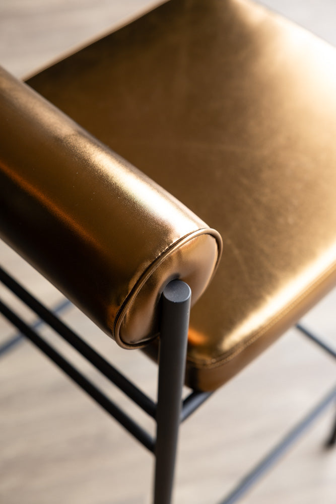Burnished Gold Roll Back Bar Stool