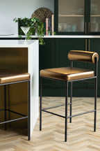 Burnished Gold Roll Back Bar Stool