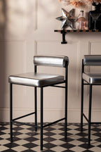 Metallic Silver Roll Back Bar Stool