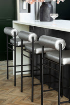 Metallic Silver Roll Back Bar Stool