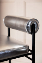 Metallic Silver Roll Back Bar Stool