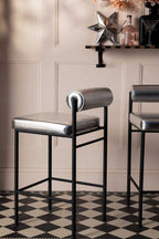 Metallic Silver Roll Back Bar Stool