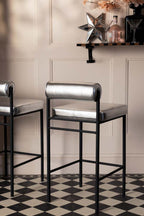 Metallic Silver Roll Back Bar Stool