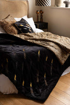 Reversible Black Lovestruck & Leopard Print Blanket