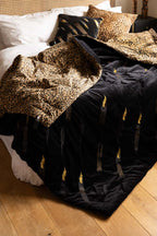 Reversible Black Lovestruck & Leopard Print Blanket