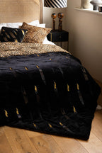 Reversible Black Lovestruck & Leopard Print Blanket