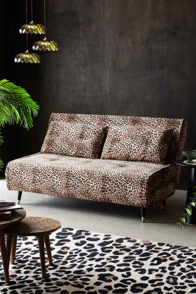 Mabel Large 2 Seater Sofa Bed in Leopard Love Velvet