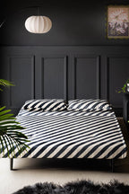 Mabel Large 2 Seater Sofa Bed in Studio Stripe Velvet Sand & Black