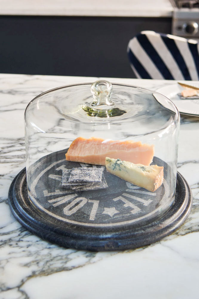 Marble Cheese Board & Glass Cover