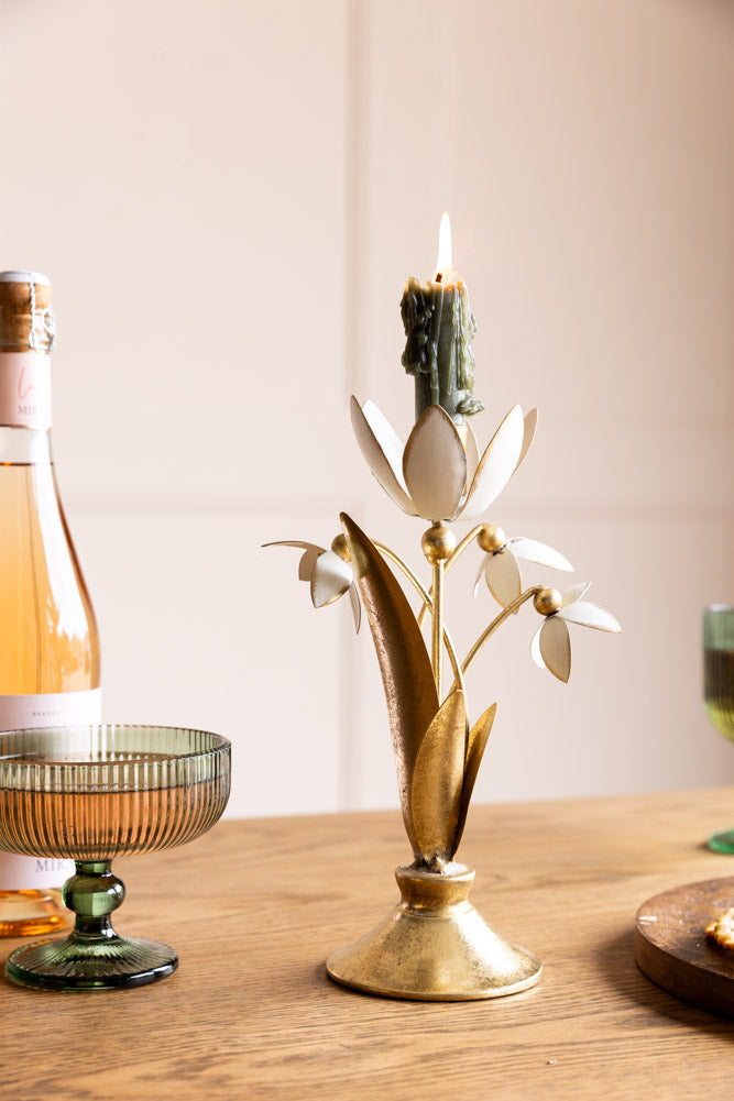 Metal Floral Candle Holder