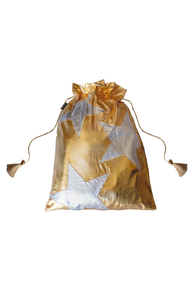 Metallic Gold & Silver Star Christmas Sack