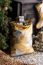 Metallic Gold & Silver Star Christmas Sack