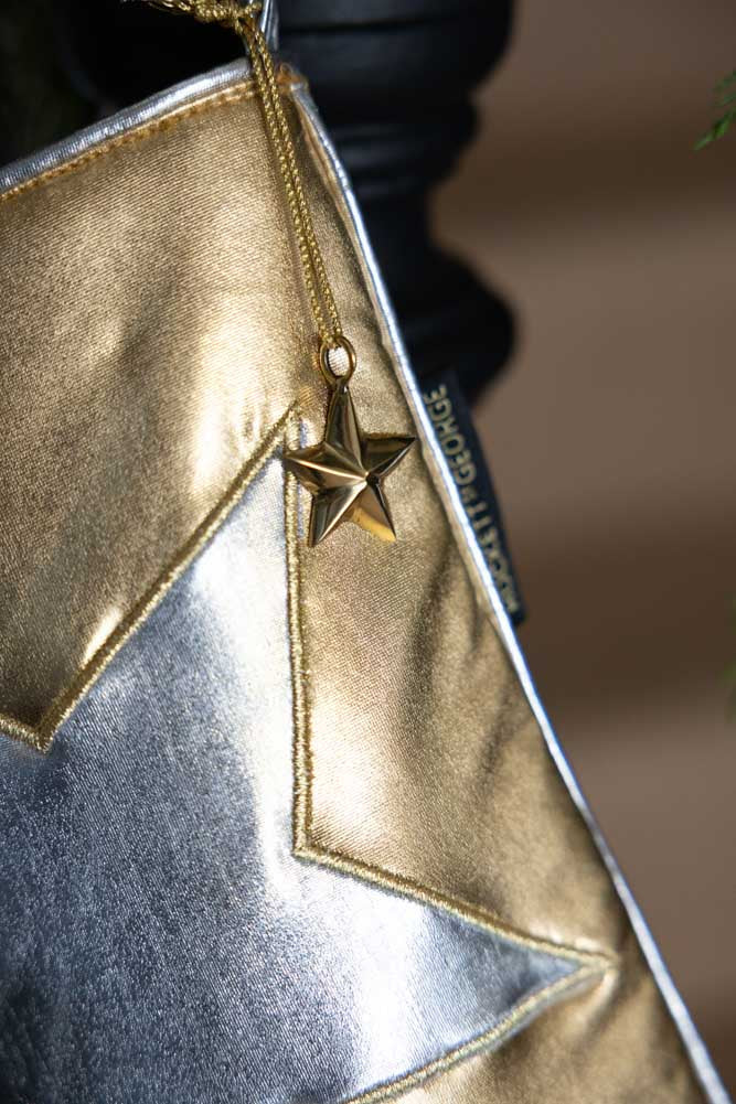 Metallic Gold & Silver Star Christmas Stocking