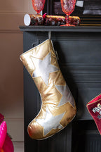 Metallic Gold & Silver Star Christmas Stocking