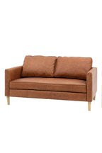 Vintage-Style Brown Leather 2-Seater Sofa