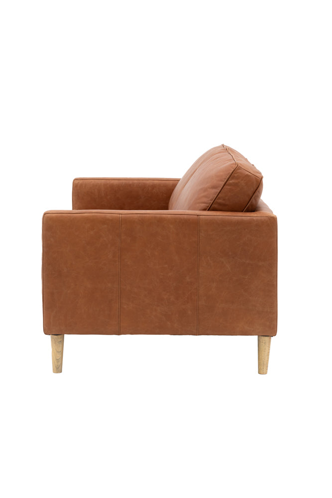 Vintage-Style Brown Leather 2-Seater Sofa