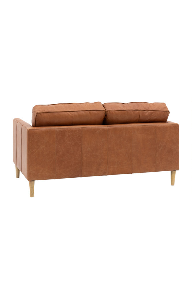 Vintage-Style Brown Leather 2-Seater Sofa