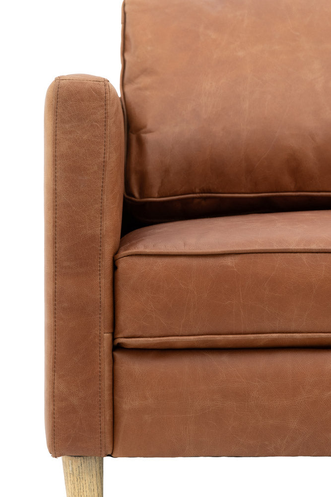 Vintage-Style Brown Leather 2-Seater Sofa