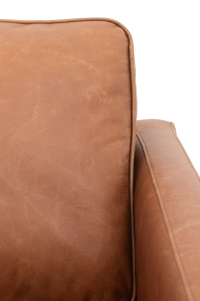 Vintage-Style Brown Leather 2-Seater Sofa