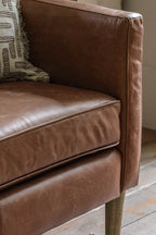 Vintage-Style Brown Leather 2-Seater Sofa
