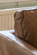 Vintage-Style Brown Leather 2-Seater Sofa