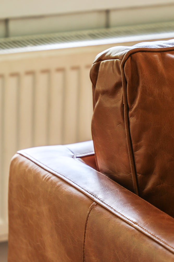Vintage-Style Brown Leather Armchair