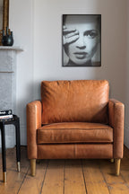 Vintage-Style Brown Leather Armchair