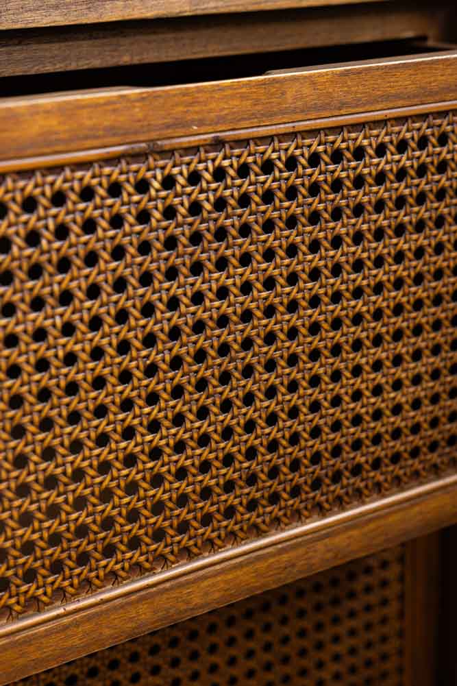 Mid-Century Rattan Bedside Table