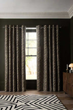 Midnight Daisy Print Eyelet Blackout Lined Curtains - Available in 6 Sizes