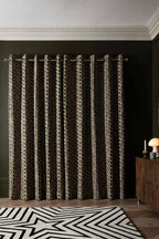 Midnight Daisy Print Eyelet Blackout Lined Curtains - Available in 6 Sizes