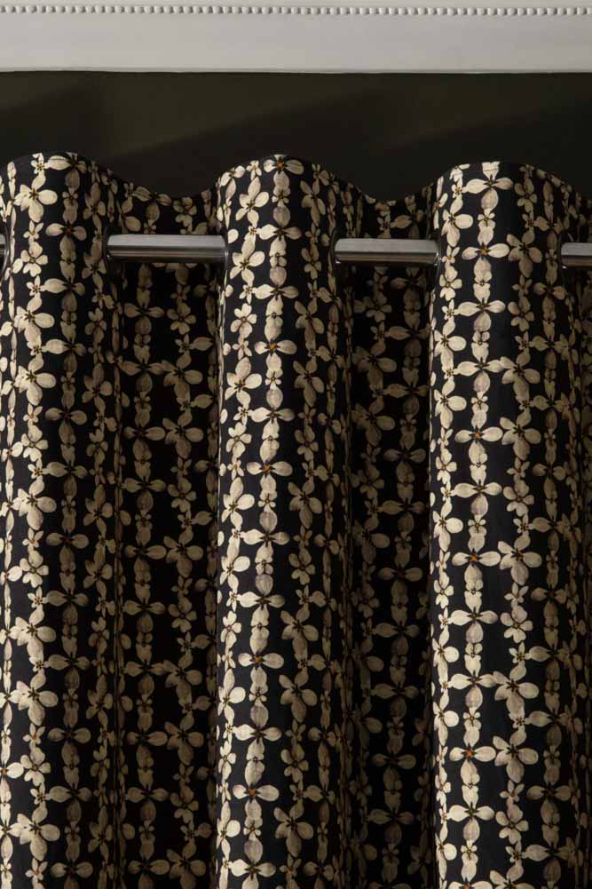 Midnight Daisy Print Eyelet Blackout Lined Curtains - Available in 6 Sizes