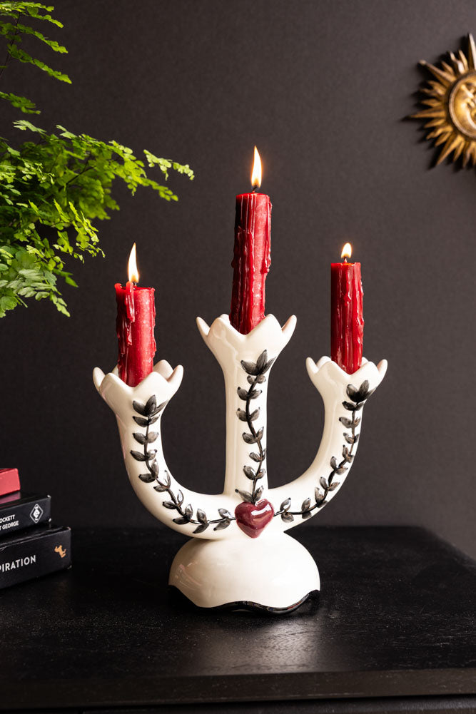 Milagro Heart Ceramic Candelabra