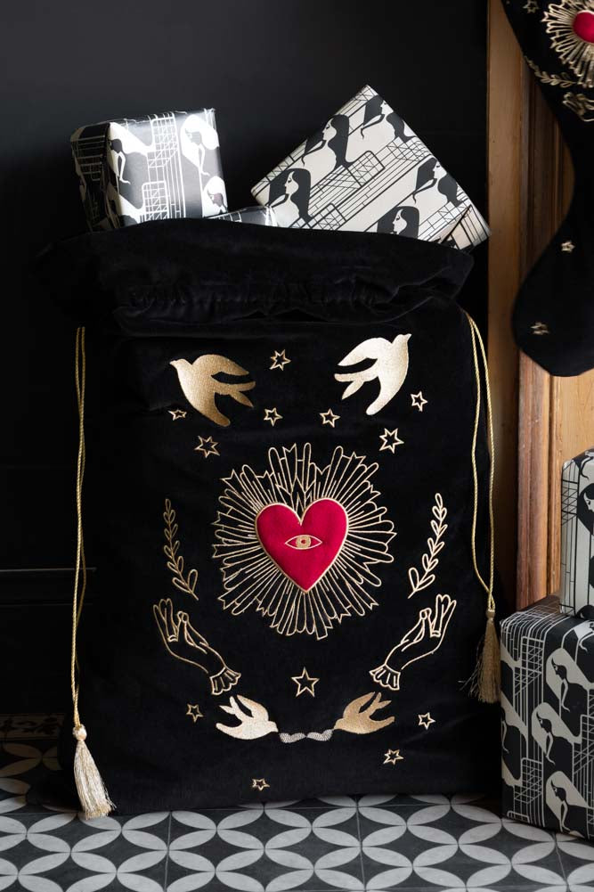 Milagro Red & Gold Embroidered Christmas Sack