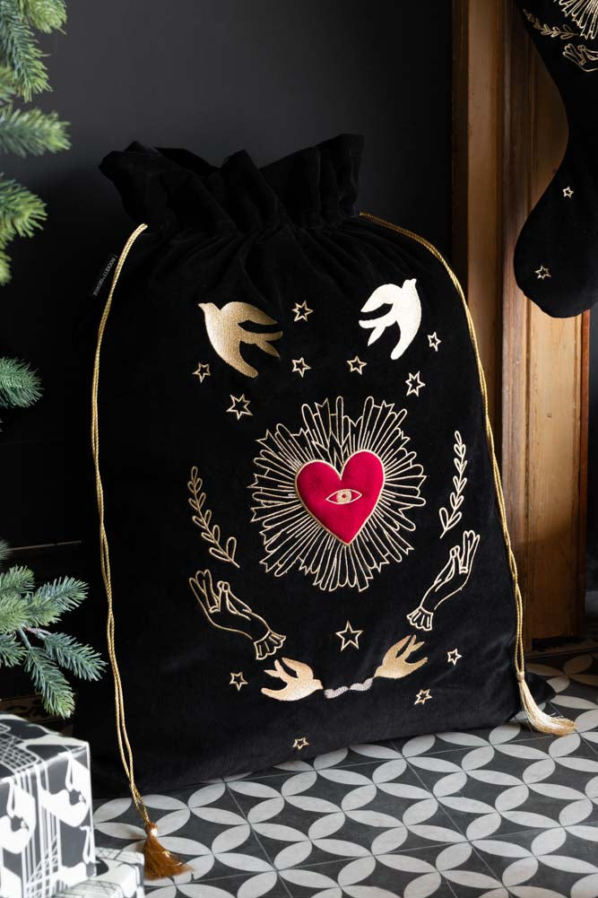 Milagro Red & Gold Embroidered Christmas Sack