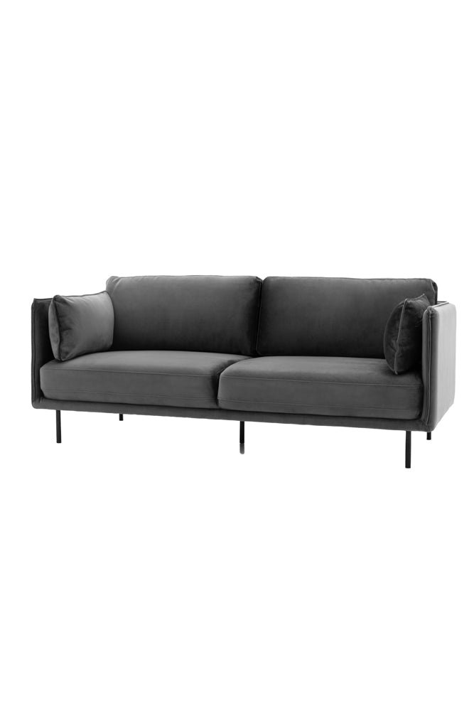 Modern Charcoal Grey Velvet 3-Seater Sofa
