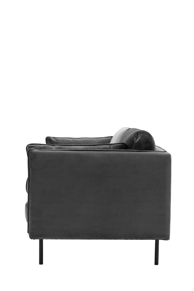 Modern Charcoal Grey Velvet 3-Seater Sofa