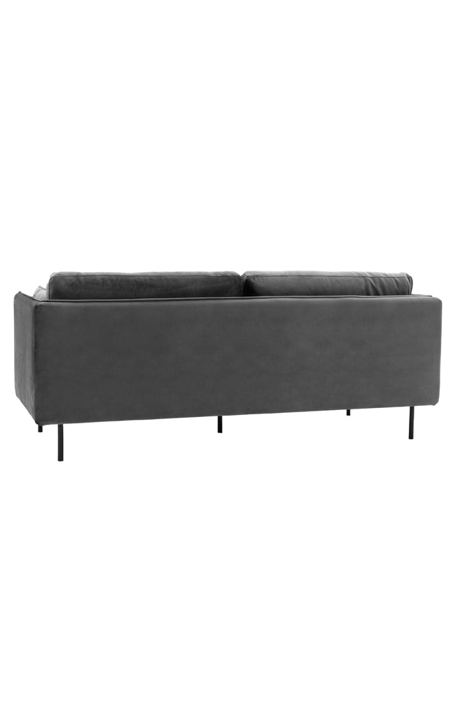 Modern Charcoal Grey Velvet 3-Seater Sofa