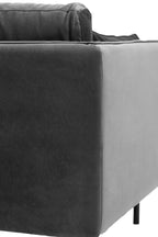 Modern Charcoal Grey Velvet 3-Seater Sofa