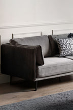 Modern Charcoal Grey Velvet 3-Seater Sofa