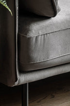 Modern Charcoal Grey Velvet 3-Seater Sofa