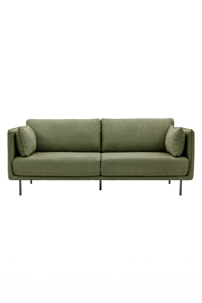 Modern Green Boucle 3-Seater Sofa